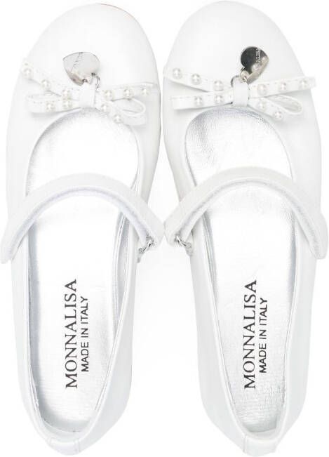 Monnalisa logo-charm 15mm ballerina shoes White
