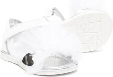 Monnalisa logo-plaque leather sandals White