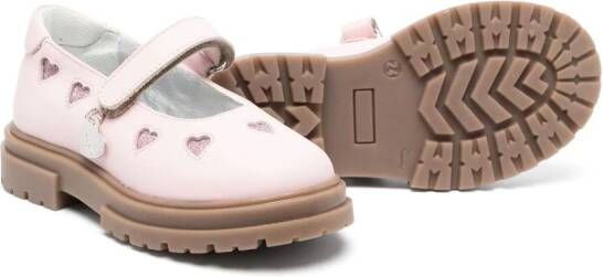 Monnalisa Mary Jane heart-motif shoes Pink