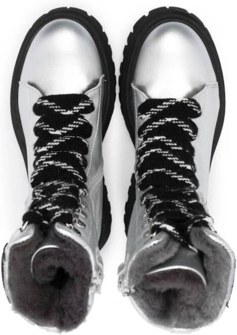 Monnalisa metallic-finish ankle boots Silver