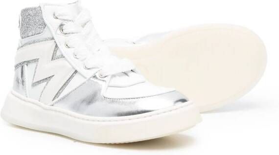 Monnalisa metallic logo-patch sneakers White