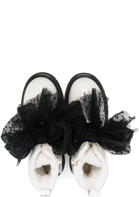 Monnalisa oversized bow ankle boots White