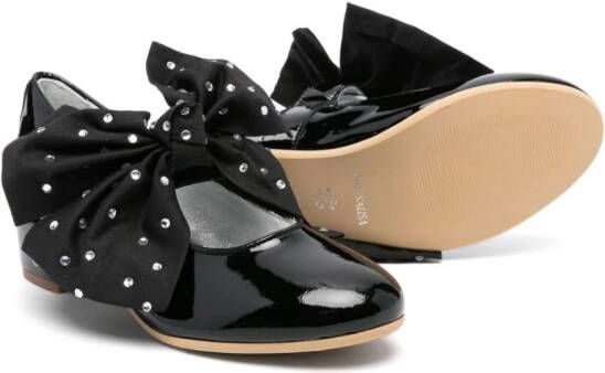 Monnalisa oversized-bow ballerina shoes Black
