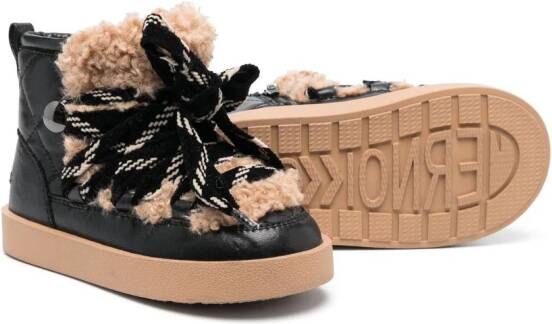 Monnalisa quilted lace-up snow boots Black