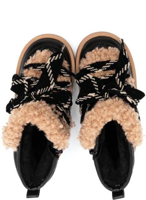 Monnalisa quilted lace-up snow boots Black