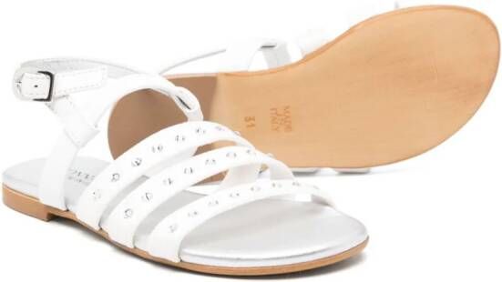 Monnalisa rhinestone-embellished leather sandals White