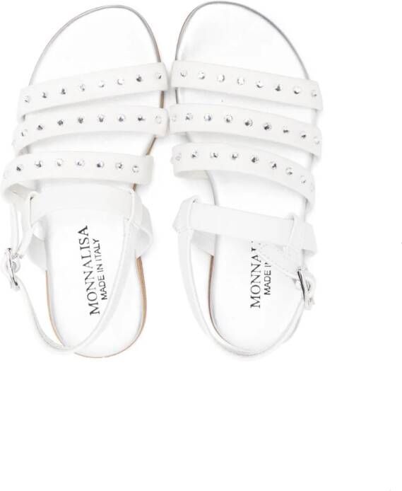 Monnalisa rhinestone-embellished leather sandals White