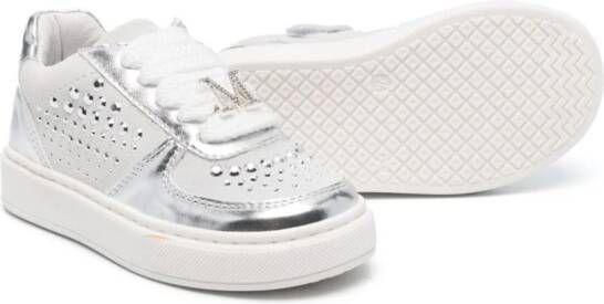 Monnalisa rhinestone-embellished leather sneakers Silver