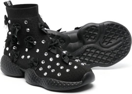 Monnalisa rhinestone high-top sneakers Black