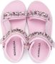 Monnalisa rhinestone touch-strap sandals Pink - Thumbnail 3