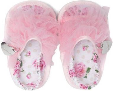 Monnalisa ruffle-detail floral sandals Pink
