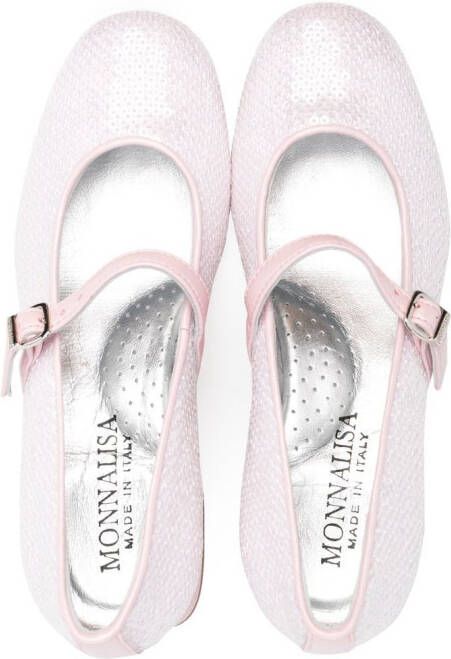 Monnalisa sequin-embellished 35mm ballerina shoes Pink