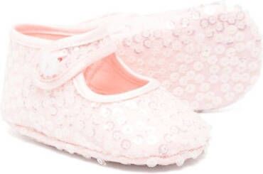 Monnalisa sequin-embellished ballerina shoes Pink