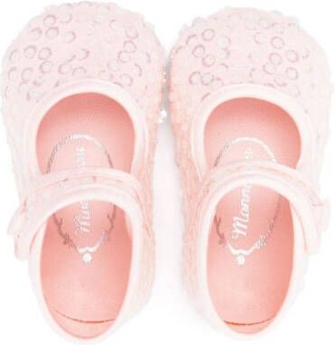 Monnalisa sequin-embellished ballerina shoes Pink