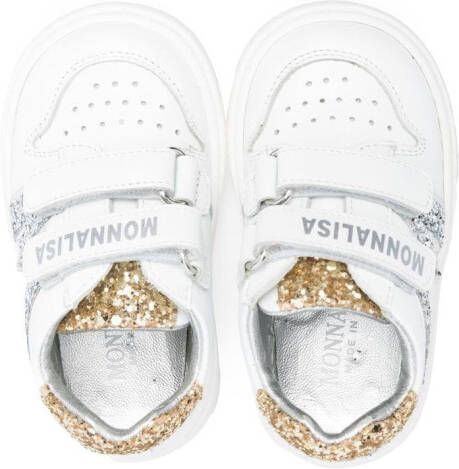 Monnalisa shimmer detail touch-strap sneakers White