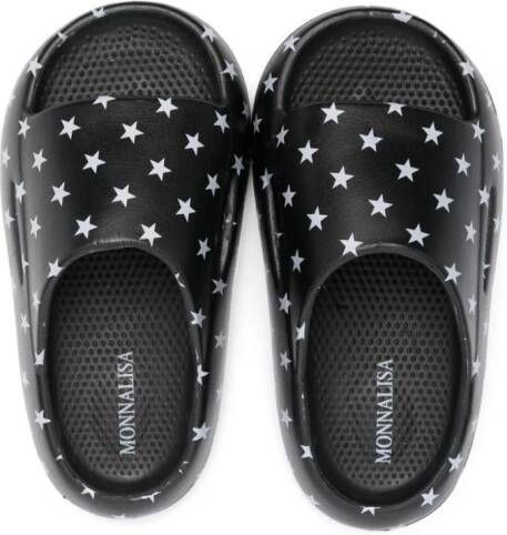 Monnalisa star-print open-toe slides Black