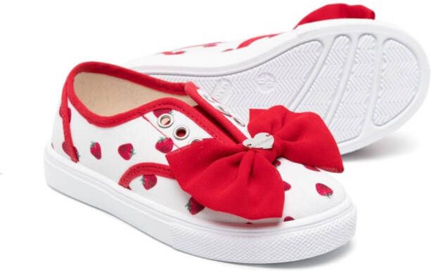 Monnalisa strawberry-print slip-on sneakers White