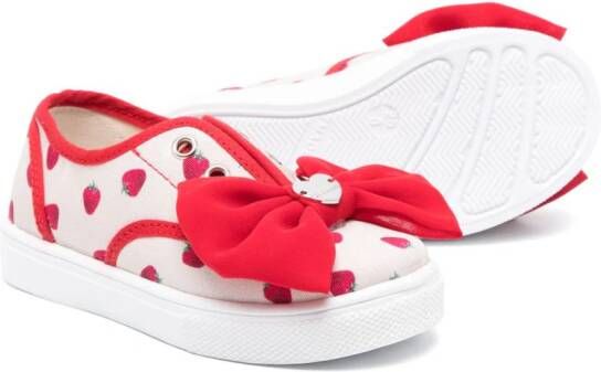Monnalisa strawberry-print sneakers Neutrals