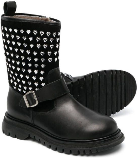 Monnalisa studded buckled ankle boots Black