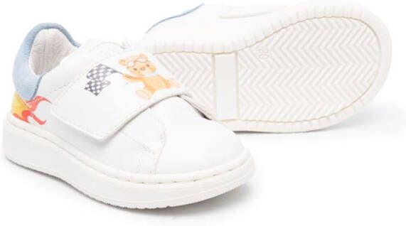 Monnalisa teddy-bear print touch-strap sneakers White