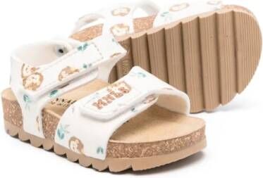 Monnalisa touch-strap leather sandals Neutrals