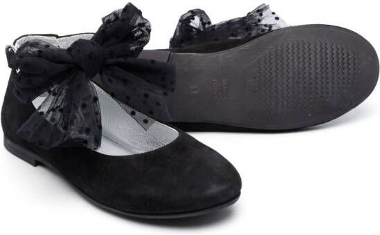Monnalisa tulle-bow detail ballerina shoes Black