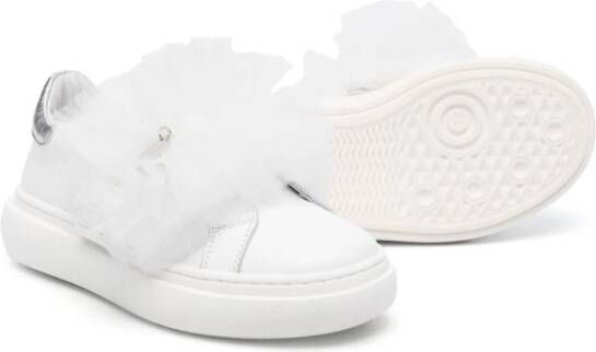 Monnalisa tulle-detailing leather sneakers White