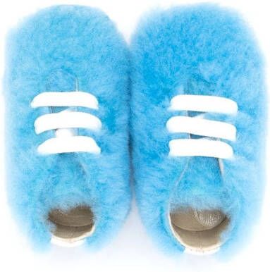 MONTELPARE TRADITION faux-fur lace-up sneakers Blue