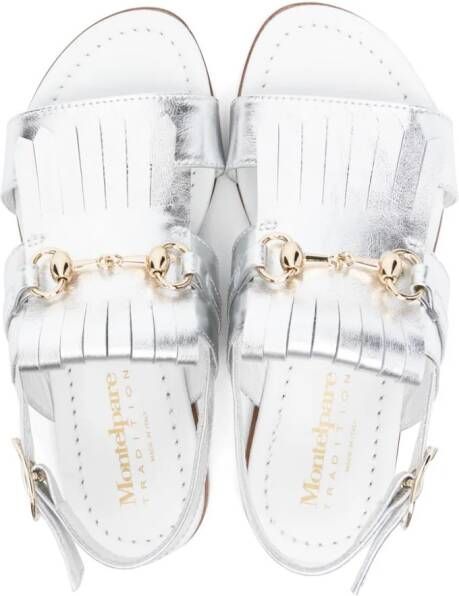 MONTELPARE TRADITION fringed leather sandals Silver