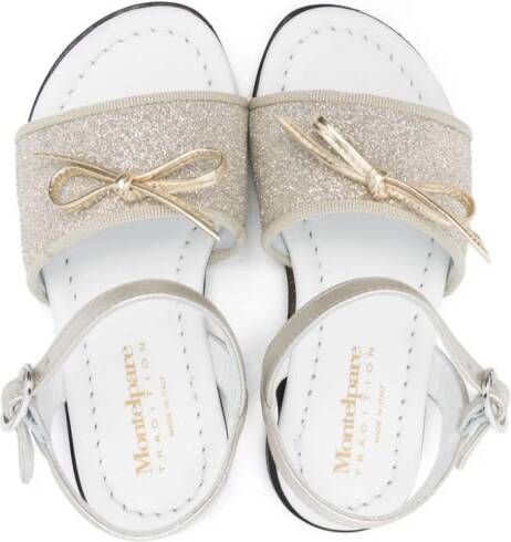 MONTELPARE TRADITION glitter-detail leather sandals Gold