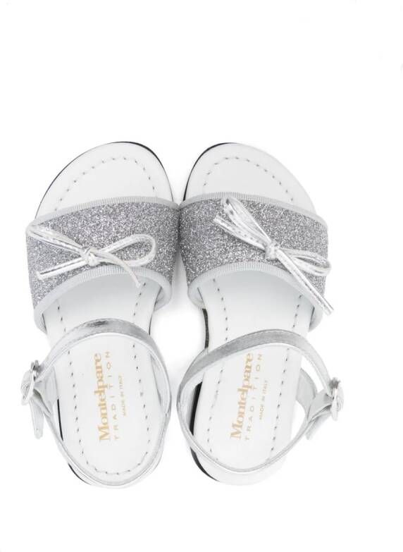 MONTELPARE TRADITION glitter-detail leather sandals Silver