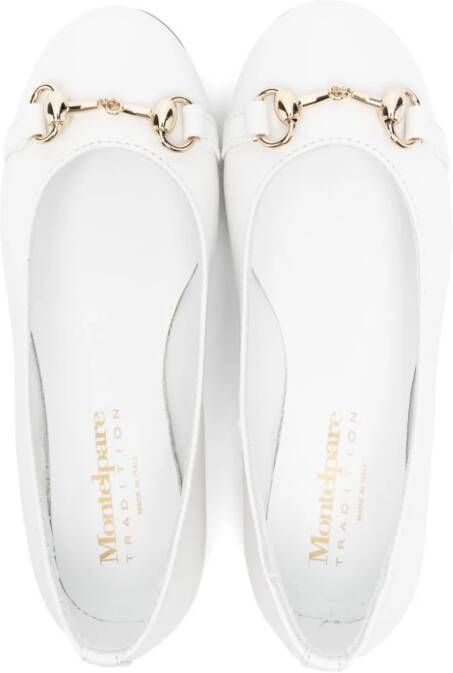 MONTELPARE TRADITION horsebit-detail leather ballerina shoes White