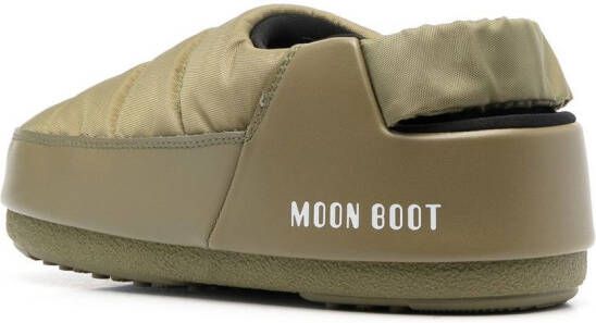 Moon Boot elasticated band padded slippers Green