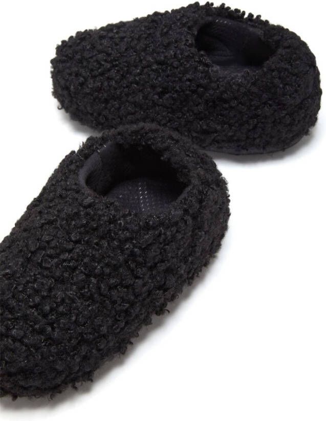 Moon Boot faux-curly-fur slippers Black