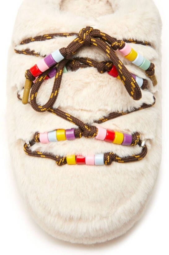 Moon Boot faux-fur beaded mules White