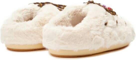 Moon Boot faux-fur beaded mules White