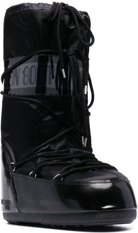 Moon Boot Icon Glance satin snow boots Black