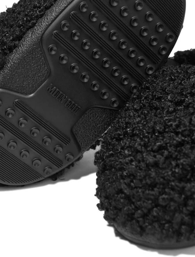 Moon Boot Kids faux-fur flat slippers Black