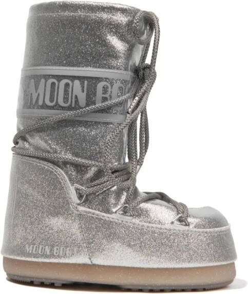 Moon Boot Kids Icon glitter boots Silver