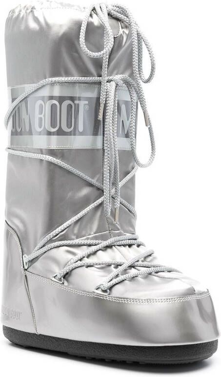 Moon Boot Kids Icon Junior lace-up snow boots Silver