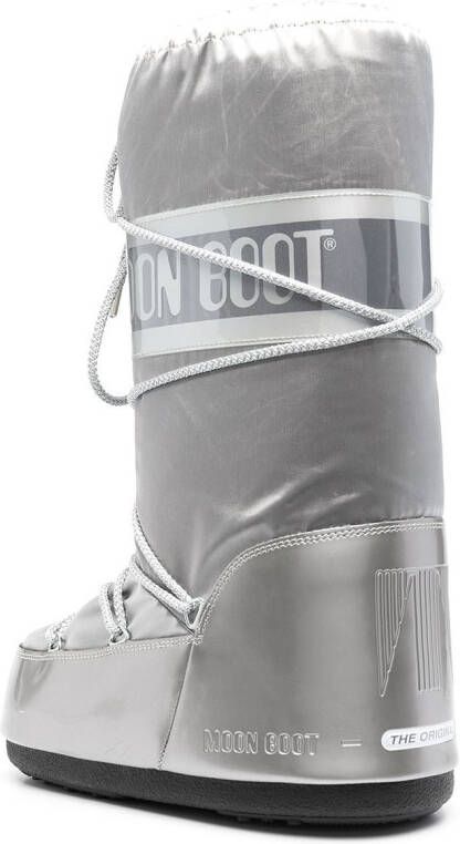 Moon Boot Kids Icon Junior lace-up snow boots Silver