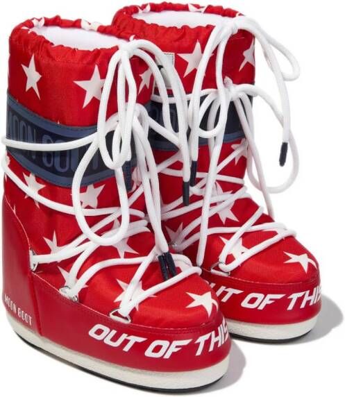 Moon Boot Kids Icon logo-print snow boots Red