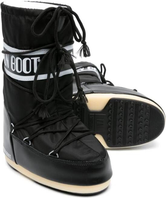 Moon Boot Kids Icon logo-strap snow boots Black