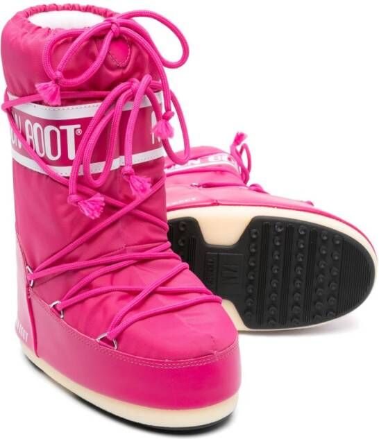 Moon Boot Kids Icon logo-strap snow boots Pink