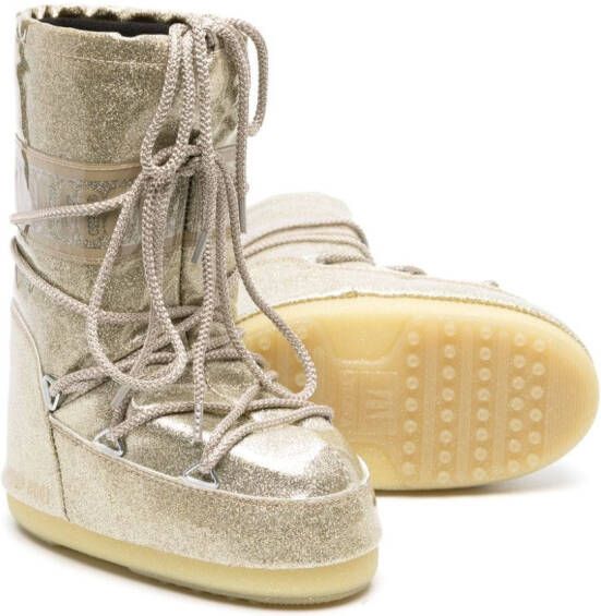 Moon Boot Kids Jtrack Tube glitter snow boots Gold