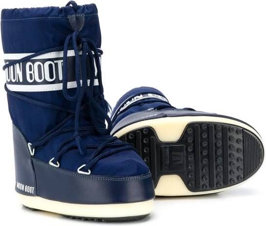 Moon Boot Kids logo lace-up snow boots Blue