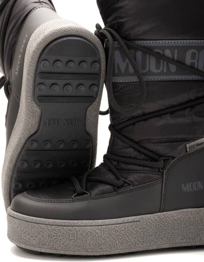 Moon Boot Kids logo-print round-toe boots Black