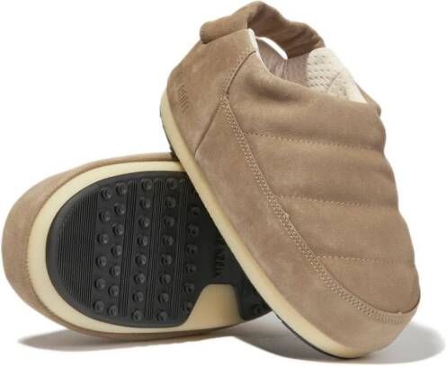 Moon Boot Kids round-toe suede slippers Neutrals