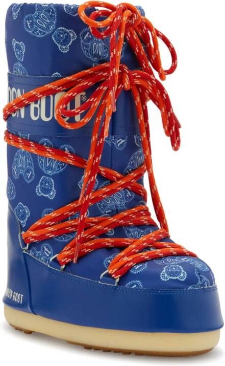 Moon Boot Kids x Palm Angels Icon bear-print boots Blue