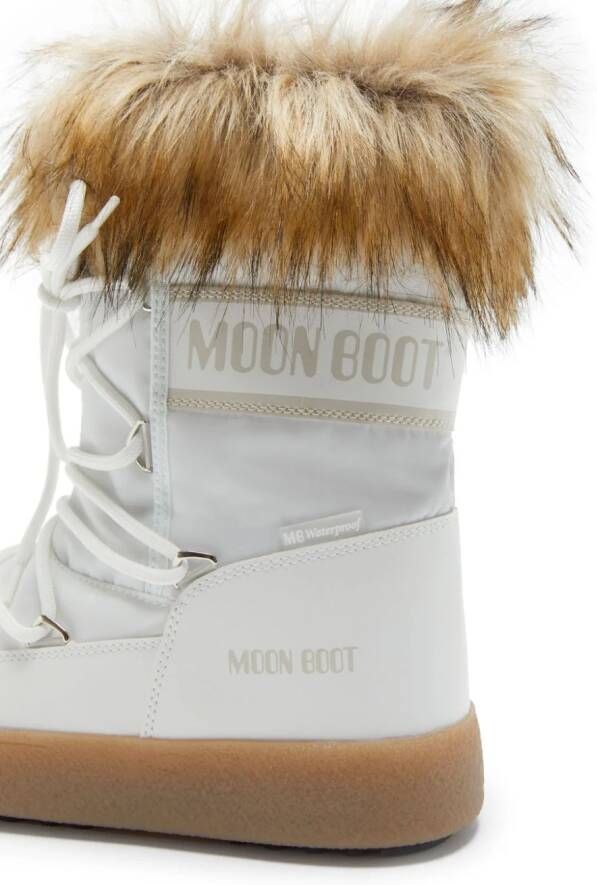 Moon Boot logo-print faux-fur boots White